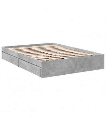 vidaXL Bed Frame with Drawers without Mattress Concrete Grey 135x190cm