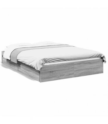 vidaXL Bed Frame with Drawers without Mattress Grey Sonoma 120x190 cm