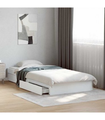 vidaXL Bed Frame with Drawers without Mattress White 90x190 cm
