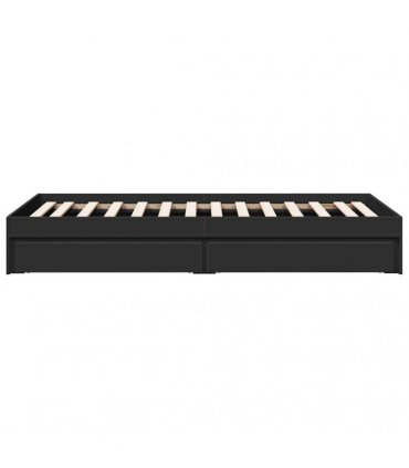vidaXL Bed Frame with Drawers without Mattress Black 90x190 cm Single