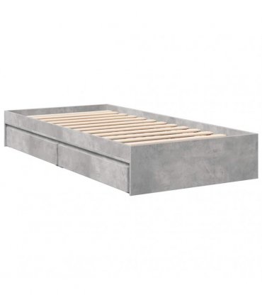 vidaXL Bed Frame with Drawers without Mattress Concrete Grey 90x190 cm