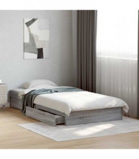 vidaXL Bed Frame with Drawers without Mattress Grey Sonoma 75x190 cm