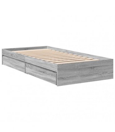 vidaXL Bed Frame with Drawers without Mattress Grey Sonoma 75x190 cm