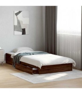 vidaXL Bed Frame with Drawers without Mattress Brown Oak 75x190 cm