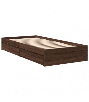 vidaXL Bed Frame with Drawers without Mattress Brown Oak 75x190 cm