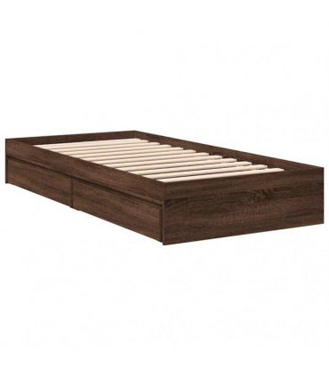 vidaXL Bed Frame with Drawers without Mattress Brown Oak 75x190 cm
