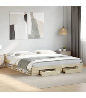 vidaXL Bed Frame with Drawers without Mattress Sonoma Oak 200x200 cm