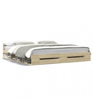 vidaXL Bed Frame with Drawers without Mattress Sonoma Oak 200x200 cm