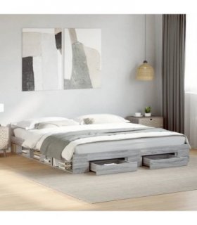 vidaXL Bed Frame with Drawers without Mattress Grey Sonoma 200x200 cm
