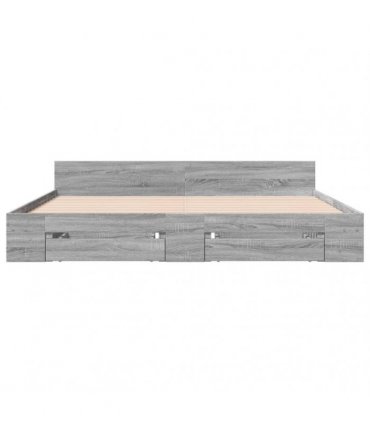vidaXL Bed Frame with Drawers without Mattress Grey Sonoma 200x200 cm
