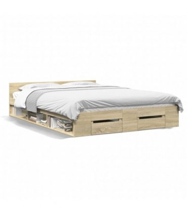 vidaXL Bed Frame with Drawers without Mattress Sonoma Oak 160x200 cm