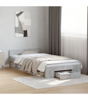 vidaXL Bed Frame with Drawer without Mattress Concrete Grey 90x190 cm