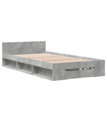 vidaXL Bed Frame with Drawer without Mattress Concrete Grey 90x190 cm