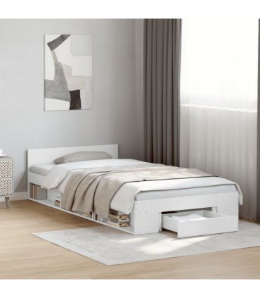vidaXL Bed Frame with Drawer without Mattress White 100x200 cm