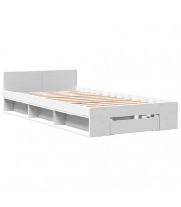 vidaXL Bed Frame with Drawer without Mattress White 100x200 cm