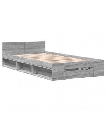 vidaXL Bed Frame with Drawer without Mattress Grey Sonoma 100x200 cm