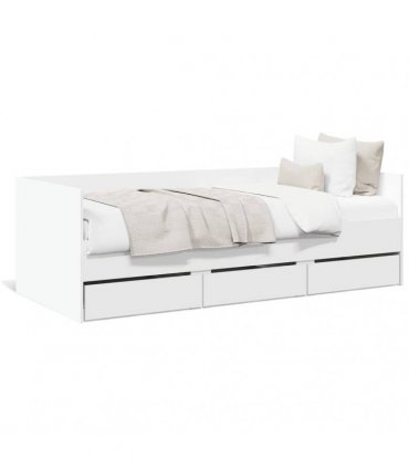 vidaXL Daybed with Drawers without Mattress White 100x200 cm