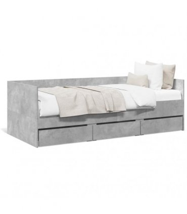 vidaXL Daybed with Drawers without Mattress Concrete Grey 100x200 cm