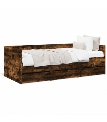 vidaXL Daybed with Drawers without Mattress Smoked Oak 100x200 cm