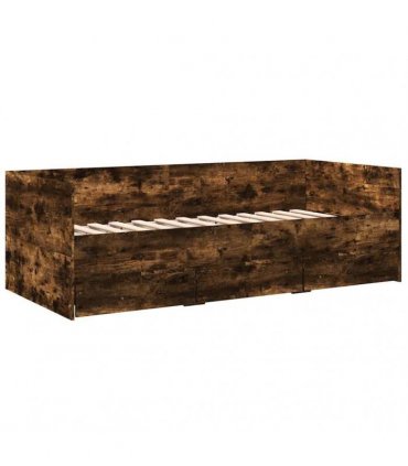 vidaXL Daybed with Drawers without Mattress Smoked Oak 100x200 cm