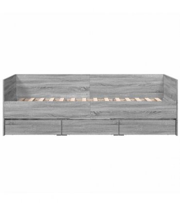 vidaXL Daybed with Drawers without Mattress Grey Sonoma 100x200 cm