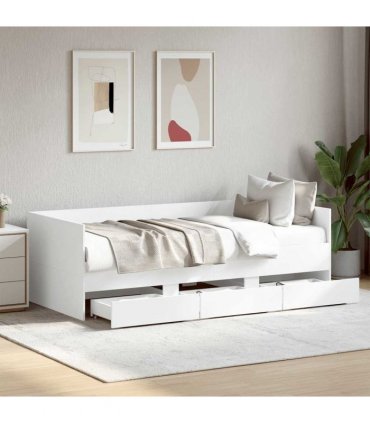 vidaXL Daybed with Drawers without Mattress White 90x200 cm