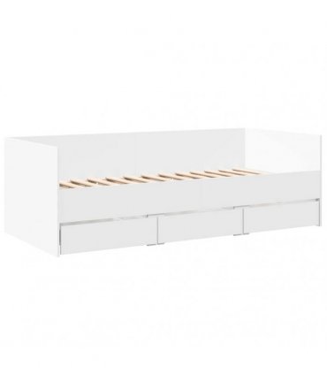 vidaXL Daybed with Drawers without Mattress White 90x200 cm