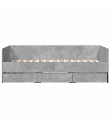vidaXL Daybed with Drawers without Mattress Concrete Grey 90x200 cm