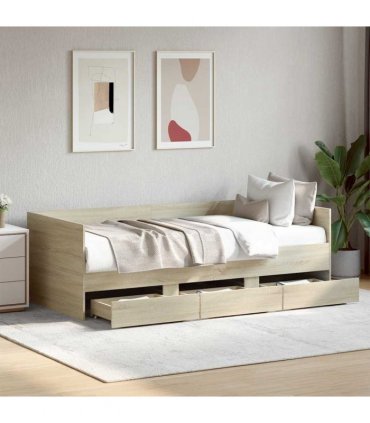 vidaXL Daybed with Drawers without Mattress Sonoma Oak 90x190 cm
