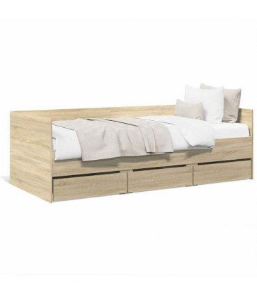 vidaXL Daybed with Drawers without Mattress Sonoma Oak 90x190 cm
