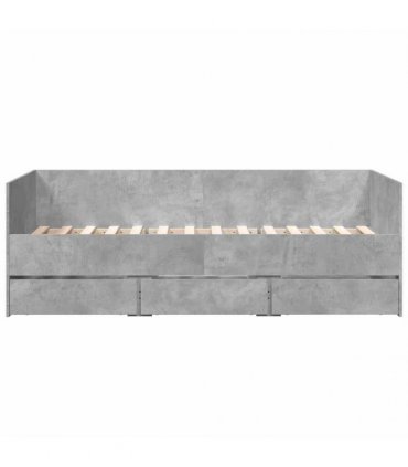 vidaXL Daybed with Drawers without Mattress Concrete Grey 90x190 cm