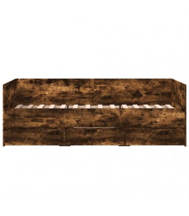 vidaXL Daybed with Drawers without Mattress Smoked Oak 90x190 cm
