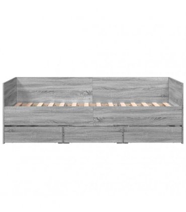 vidaXL Daybed with Drawers without Mattress Grey Sonoma 90x190 cm