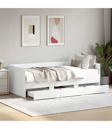 vidaXL Daybed with Drawers without Mattress White 75x190 cm