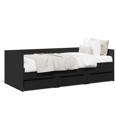 vidaXL Daybed with Drawers without Mattress Black 75x190 cm