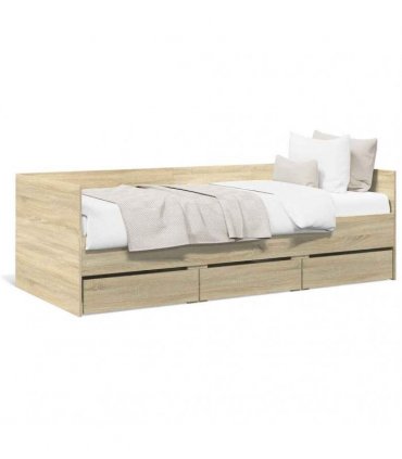 vidaXL Daybed with Drawers without Mattress Sonoma Oak 75x190 cm