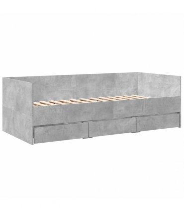 vidaXL Daybed with Drawers without Mattress Concrete Grey 75x190 cm