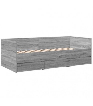 vidaXL Daybed with Drawers without Mattress Grey Sonoma 75x190 cm
