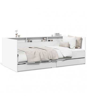 vidaXL Daybed with Drawers without Mattress White 100x200 cm