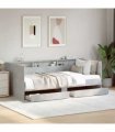 vidaXL Daybed with Drawers without Mattress Concrete Grey 100x200 cm