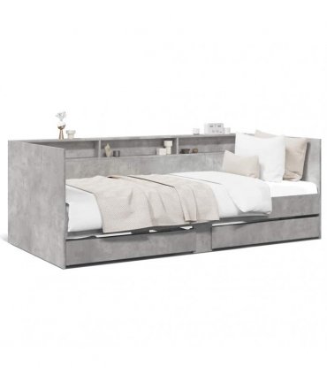 vidaXL Daybed with Drawers without Mattress Concrete Grey 100x200 cm