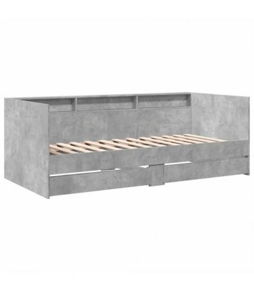vidaXL Daybed with Drawers without Mattress Concrete Grey 100x200 cm