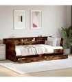vidaXL Daybed with Drawers without Mattress Smoked Oak 100x200 cm