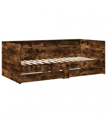 vidaXL Daybed with Drawers without Mattress Smoked Oak 100x200 cm