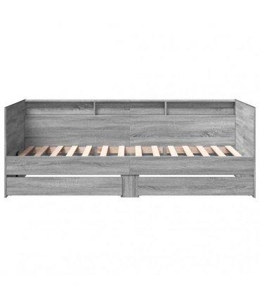vidaXL Daybed with Drawers without Mattress Grey Sonoma 100x200 cm