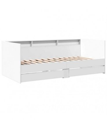 vidaXL Daybed with Drawers without Mattress White 90x200 cm