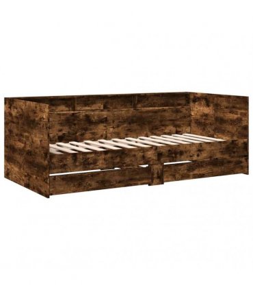 vidaXL Daybed with Drawers without Mattress Smoked Oak 90x200 cm