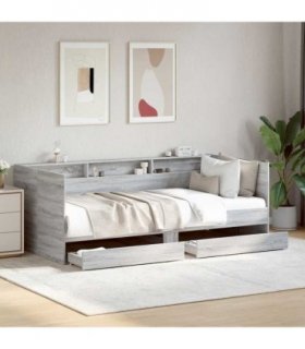 vidaXL Daybed with Drawers without Mattress Grey Sonoma 90x200 cm