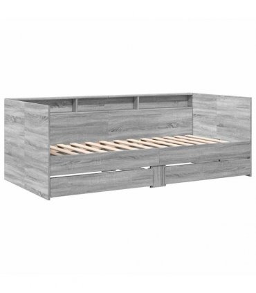 vidaXL Daybed with Drawers without Mattress Grey Sonoma 90x200 cm