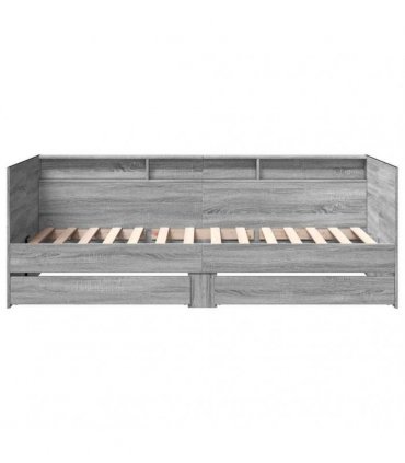 vidaXL Daybed with Drawers without Mattress Grey Sonoma 90x200 cm